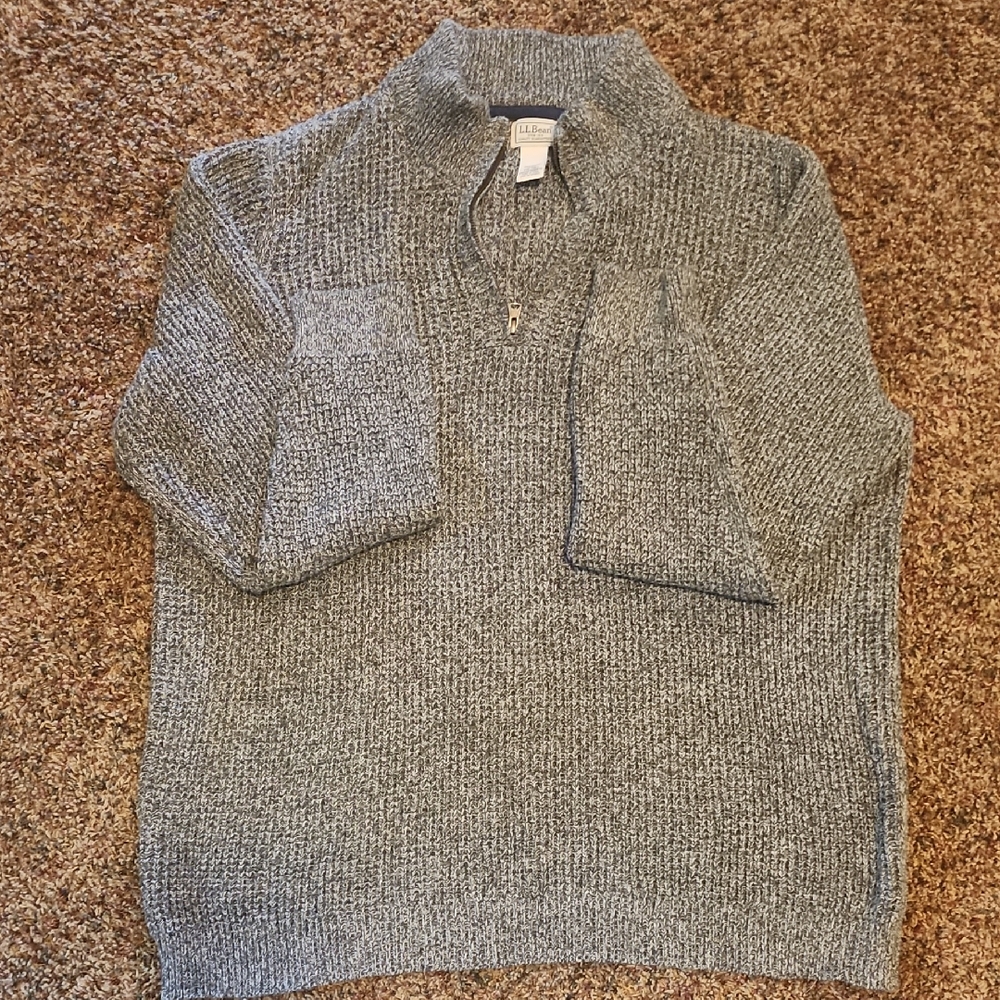 L.L. Bean Gray Zip Up Sweater Cozy Knit